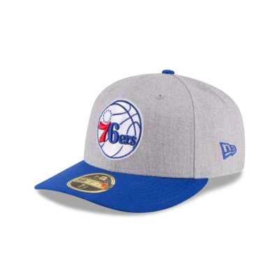 Grey Philadelphia 76ers Hat - New Era NBA Heather Low Profile 59FIFTY Fitted Caps USA5634210